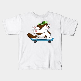 Dog as Skater with Skateboard Kids T-Shirt